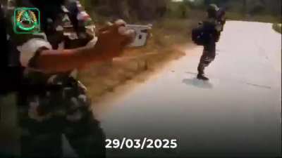 ARSA (Arakan Rohingya Salvation Army) insurgents ambush Arakan Army (ethnic Rakhine militia) fighters on a motorcycle in Maungdaw, Myanmar [Burma} on March 29th