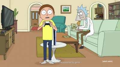 Rick and Morty showing off the PlayStation 5