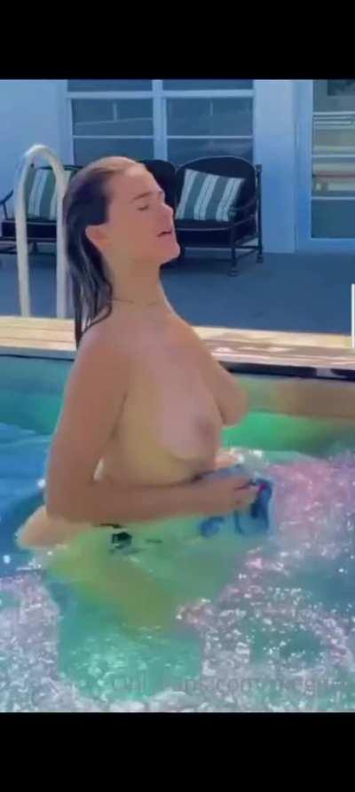 Melons in swimming pool