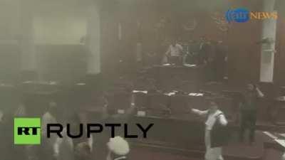 Bomb hits The Afghanistan parlament , the speaker doesnt even flinch.