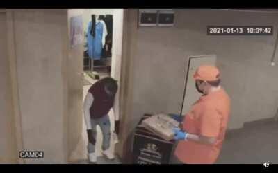 Ape collecting pizza