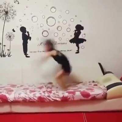 Over 80 backflips in a row by this young Gymnast.