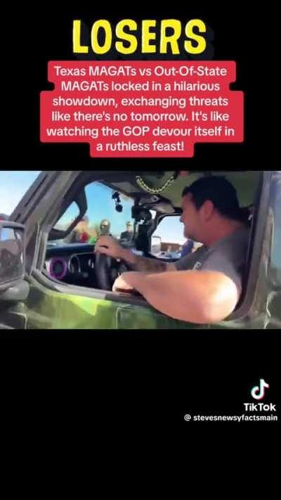 Christian nationalist MAGAt On MAGAt violence erupts at the border. They are one cheap beer away from flinging poop on each other!!! 🤡💩🤡💩🤡