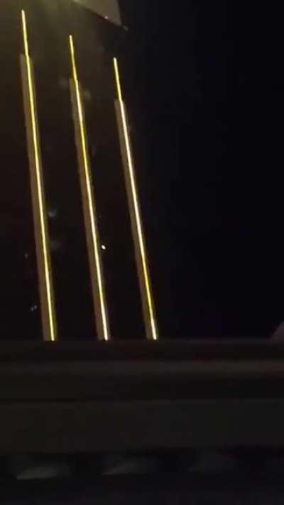 Muzzle flash captured as Stephen Paddock fires from the Mandalay Bay hotel.