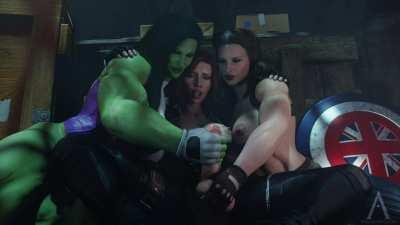 She-Hulk, Black Widow & Captain Carter - Helping Hands (Amazonium) [Marvel]