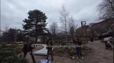 The burning of the Quran in Manchester.