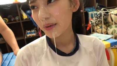 She's so pretty with cum on her face
