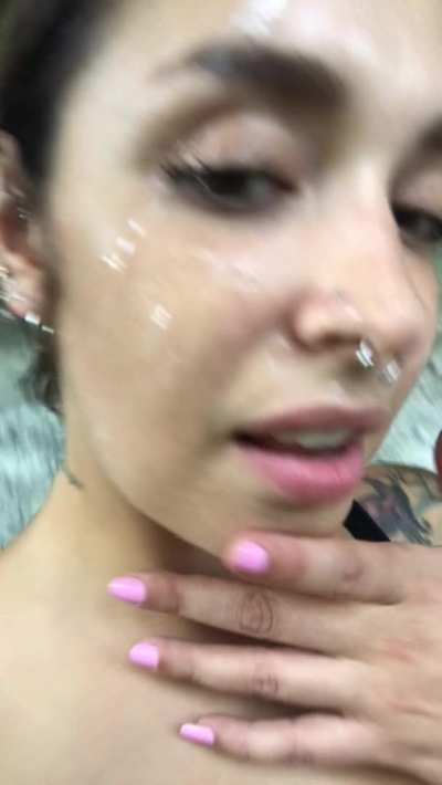 All my face covered in cum 😍