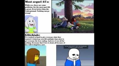 I hate to have a darker tone when trying to be funny, but honestly, it must be said how gut wrenchingly dark Glitchtale is compared to the other Sequel AUs.