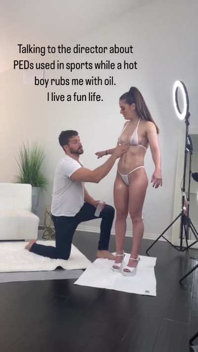 Lucky guy gets to oil Abbie Maley Behind The Scenes