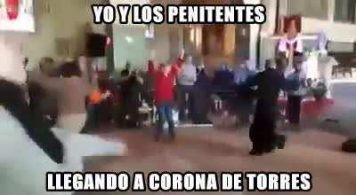 Me and the penitents arriving at Crown of Towers.