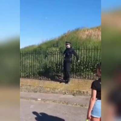 Police officer stuck on a fence AGAIN! 😂