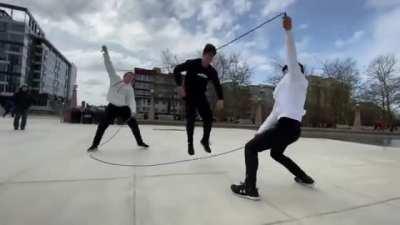 HMRB doing flips in Double Dutch ropes