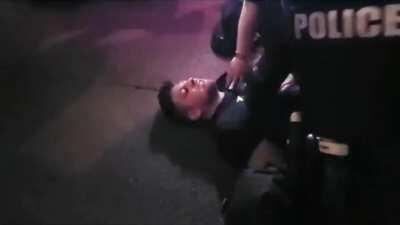 Man resists arrest and receives spit hood - cop cam - Louisville 24th September