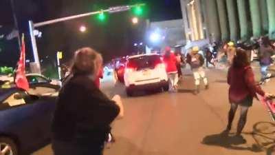 Protester hit by vehicle, Niagara Square in Buffalo