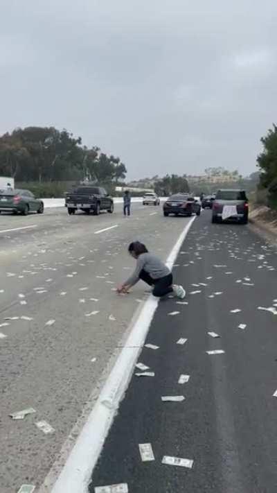 USA, year is 2027. US Government resorts to extreme measures to keep the dollar afloat. No Bitcoiners were seen picking up the paper, since they are safe holding the new world reserve currency.