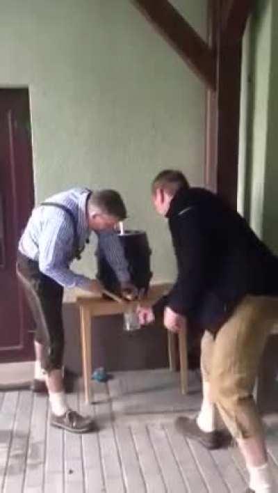 WCGW Opening a beer keg