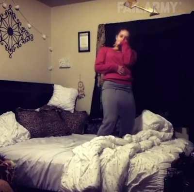 Don't do flips on the bed. Ouch.