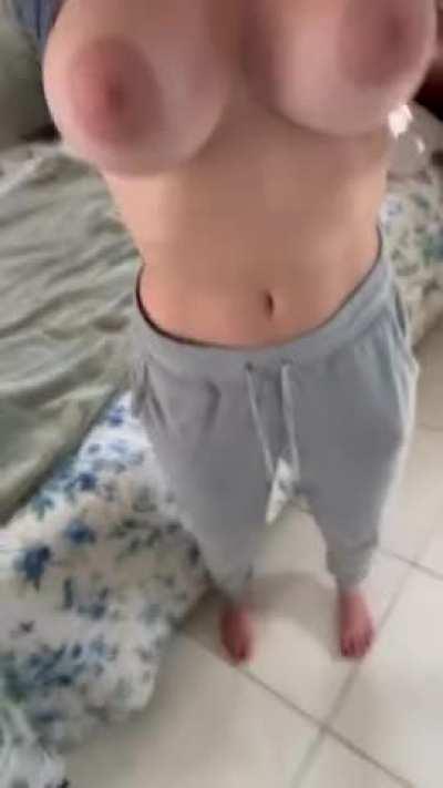 my big perky boobs love being bounced up and down to celebrate when I let them free