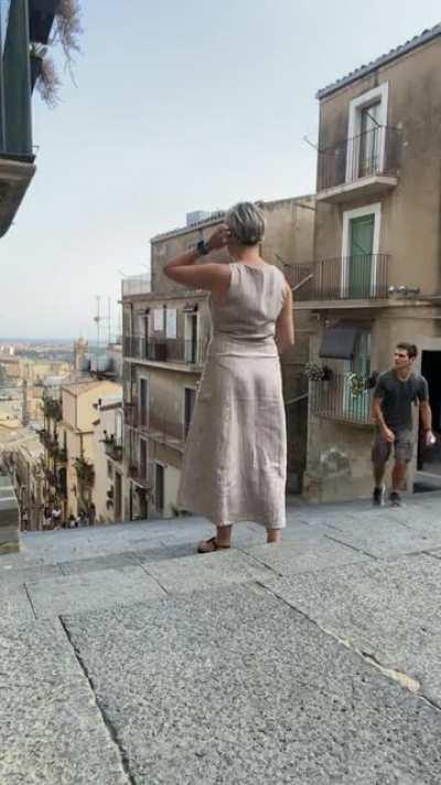 To make a cute video how wind is playing with my sundress