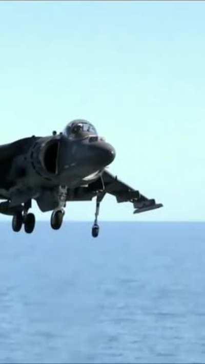 Vertical take off fighter jet atop Aircraft carrier