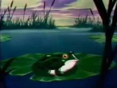 Here's a close up of a frog Croaking