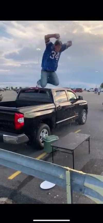 Hold my beer while I jump onto a table and break my Anus