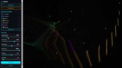 Simulating 100K particles in a field with massive objects