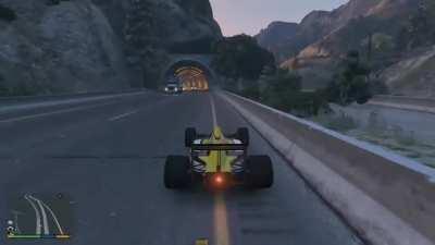 Driving on a tunnel ceiling, twice for good measure