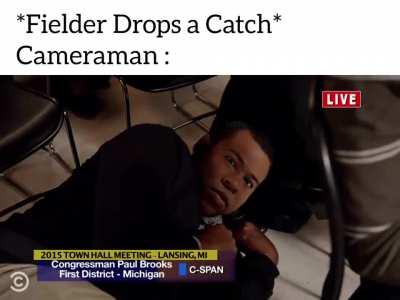 Cameraman won't drop