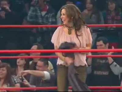 TNA - Madison Rayne gets stripped to her Bra and Panties by Mickie James (2010)