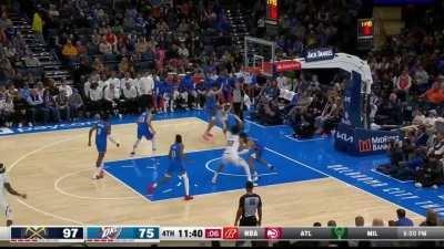 [Highlight] Peyton Watson drives baseline for the reverse dunk