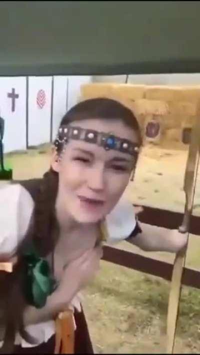 WCGW letting her to shoot when she is new to archery