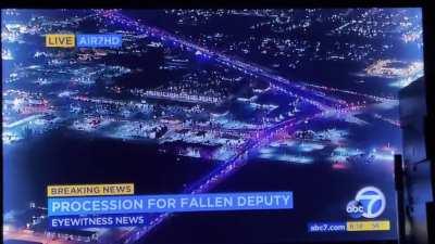 riverside, CA 3 mile procession on the freeway behind hearse - deputy dead after being shot during traffic stop