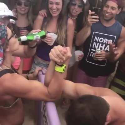 HMC while I drink a beer and beat a man arm wresting lol