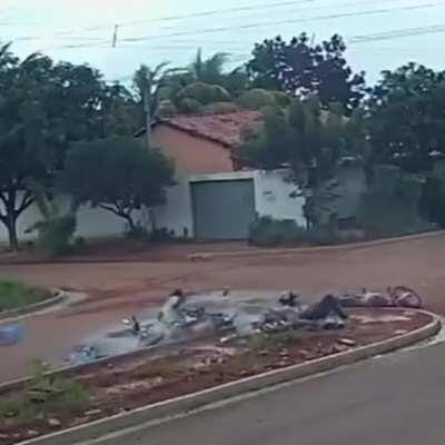 Idiots on bikes in a waterfall