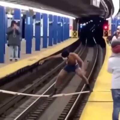 At least he's masked up