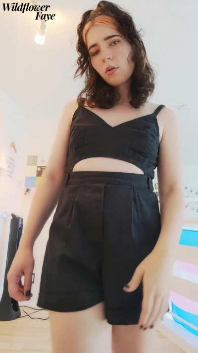 I'm a simple girl: I catch a guy looking at my bulge and I just have to tease him