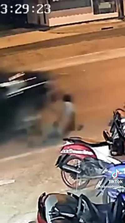 The truck looks like when they pull the tablecloth out from under the dishes. Close call accident.