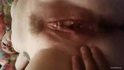 Hubby inspecting his wife after a BBC creampie
