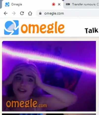 Omegle girl big dick reaction / shock. After seeing the size gets super slutty. [SOUND ON - it cuts in and out]