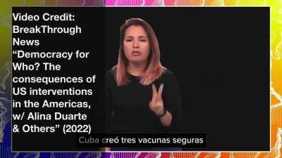 “Designed to promote regime change. An embargo they say is directed at the government, but makes harder, if not impossible, to for a three year old toddler to get a liver transplant that can save her life.” - Cuban Journalist Cristina Escobar Dominguez