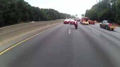 Zipping down a busy highway