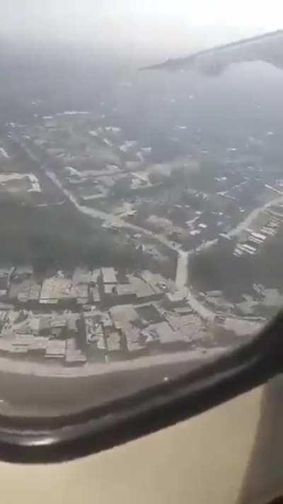 Yeti Airlines ATR-72 with 72 people on board crashed in Pokhara, Nepal. This video appears to show the moments before the impact from inside the passengers cabin, the last information I read said that as for now 62 people have been confirmed dead.
