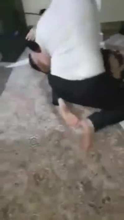 Prank gone wrong: try to cut dad's beard when sleeping. Regret at :47