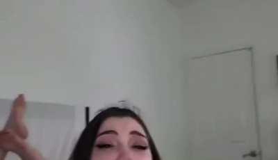 Pretty girl stroking for a facial..