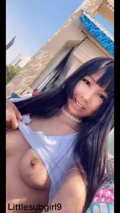 Dared by my friend to flash my tits in busy restaurant