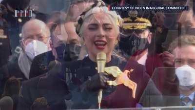 Lady Gaga performing the National Drag Anthem