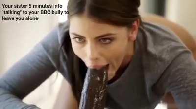 Your big sis couldn’t resist your bbc bully’s cock 