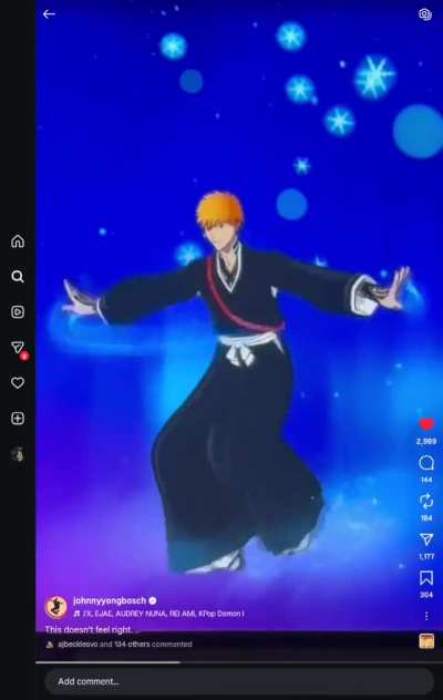 The Fortnite x Bleach collab has officially released and it made Johnny Yong Bosch(English dub voice actor of Ichigo Kurosaki) upload this peak video